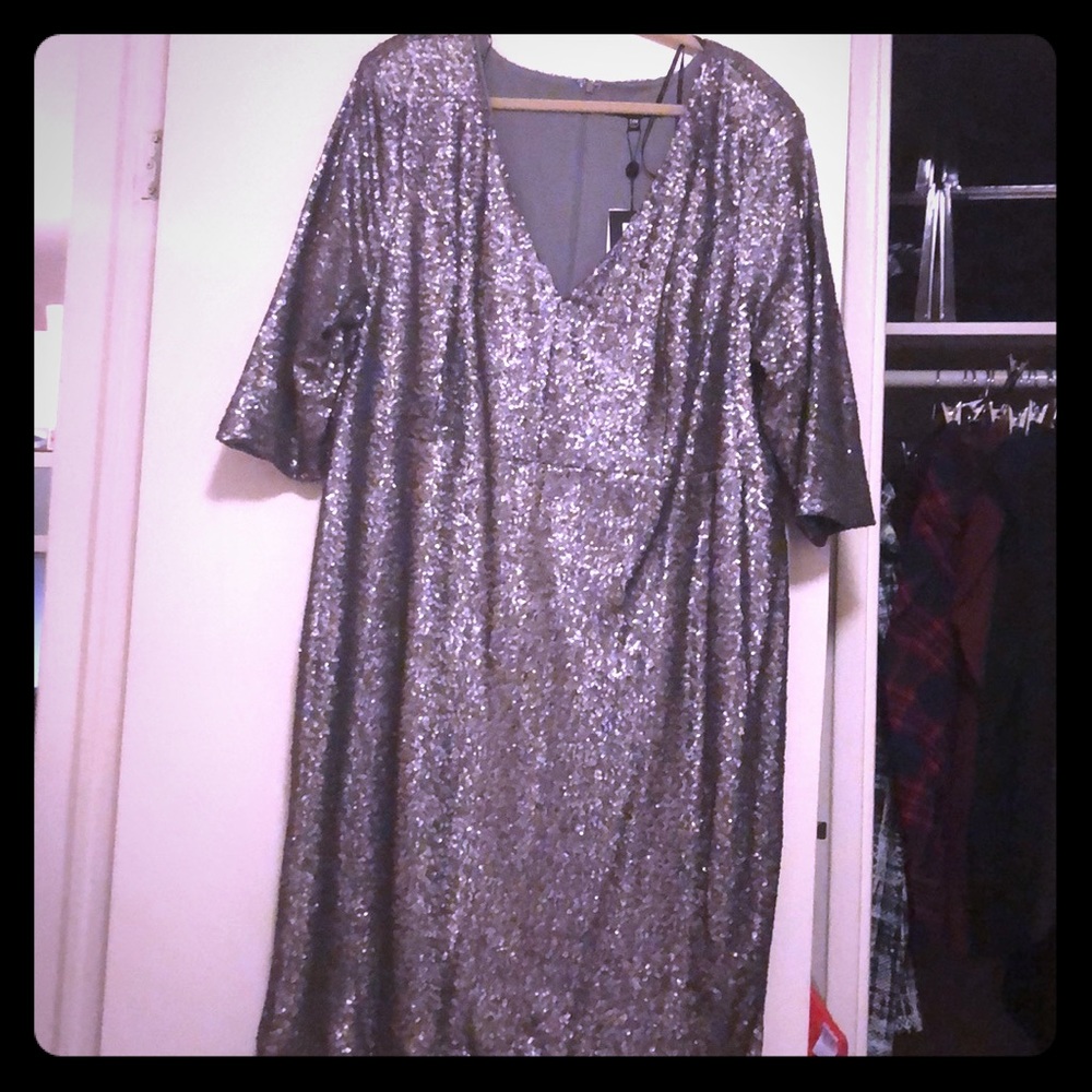 Grey Sequin Cocktail Dress